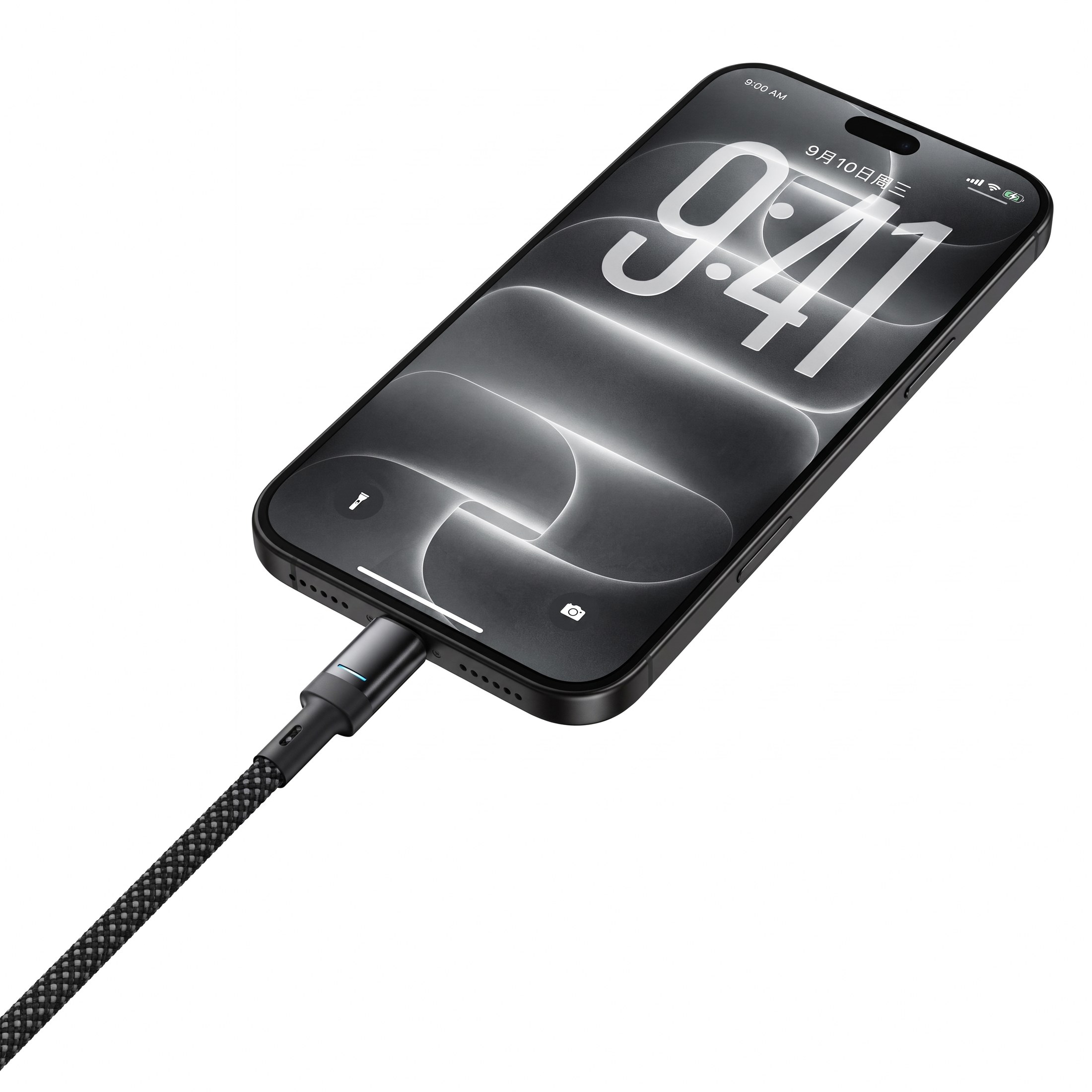 编织线材连接手机的使用场景